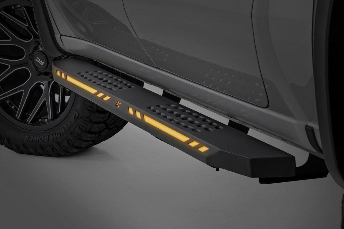Ram 1500 TRX Running Boards - Rough Country - AC2 - Amber/White - '21-'24